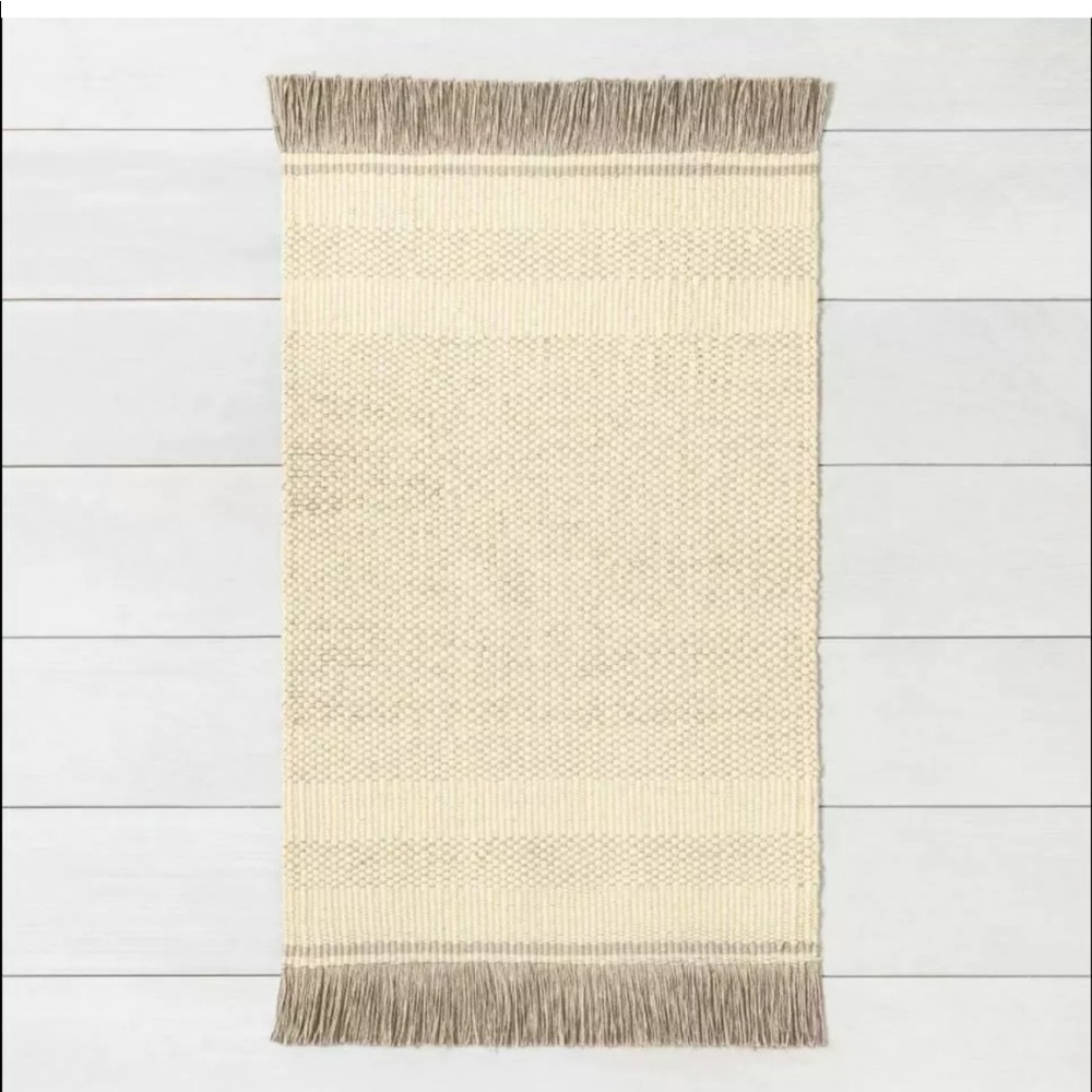 Hearth & Hand 2'x3' Jute Rug Cream w/ Gray Fringe